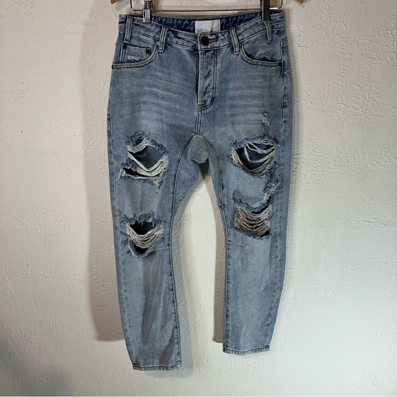 ONE Teaspoon Trashed Saints Boyfriend Jeans in Blue - Picture 2 of 11